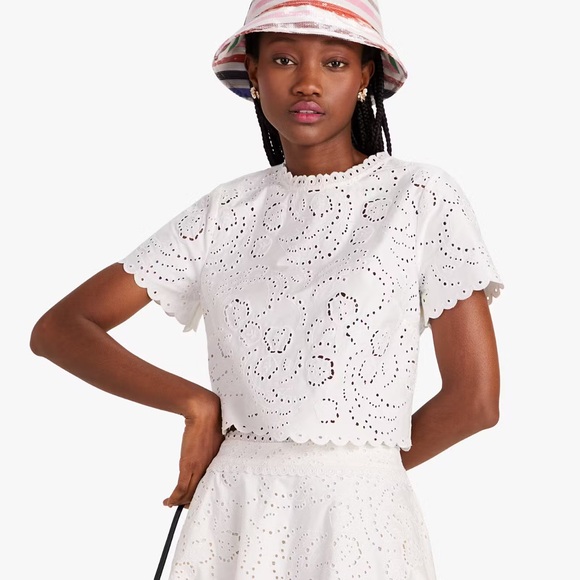 Kate Spade Floral Embroidered Cutwork Top, 8 - Picture 3 of 14